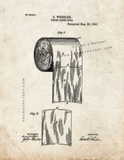 Toilet Paper Roll Patent Print Old Look