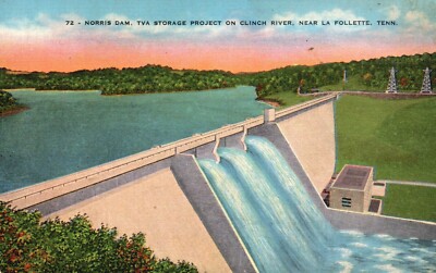 Postcard TN near La Follette Norris Dam TVA Storage Linen Vintage PC b2745