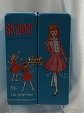 Vintage 1960s Blue Vinyl Skipper Barbie  s Little Sister Carrying Case Trunk