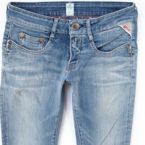 Donna REPLAY WX640 radixes Stretch Skinny Blue Jeans W27 L32 UK Taglia 8 |  eBay