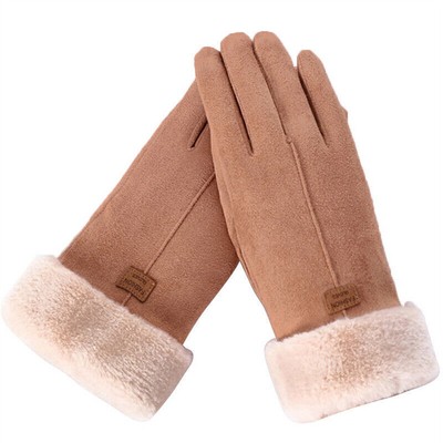 Women Gloves Autumn Winter Cute Furry Warm Mitts Full Finger Mittens Fashion