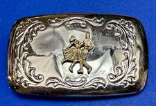 Line Square Country Music Dancing Couple On Vintage Usa Made Belt Buckle