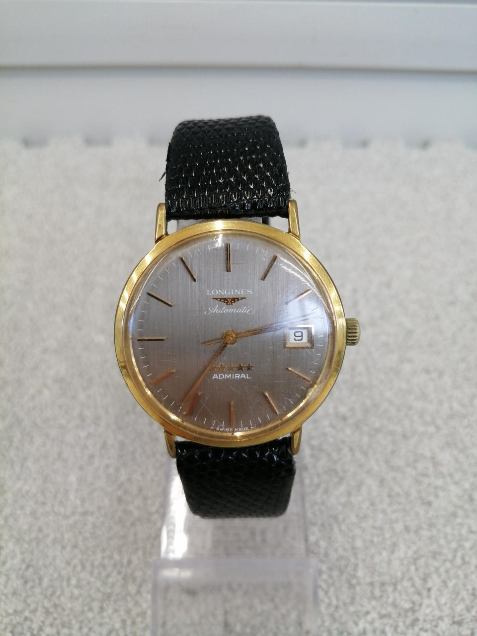 Longines Admiral Automatic Gold Black Analog Watch 5 Stars No Box Pre-Owned
