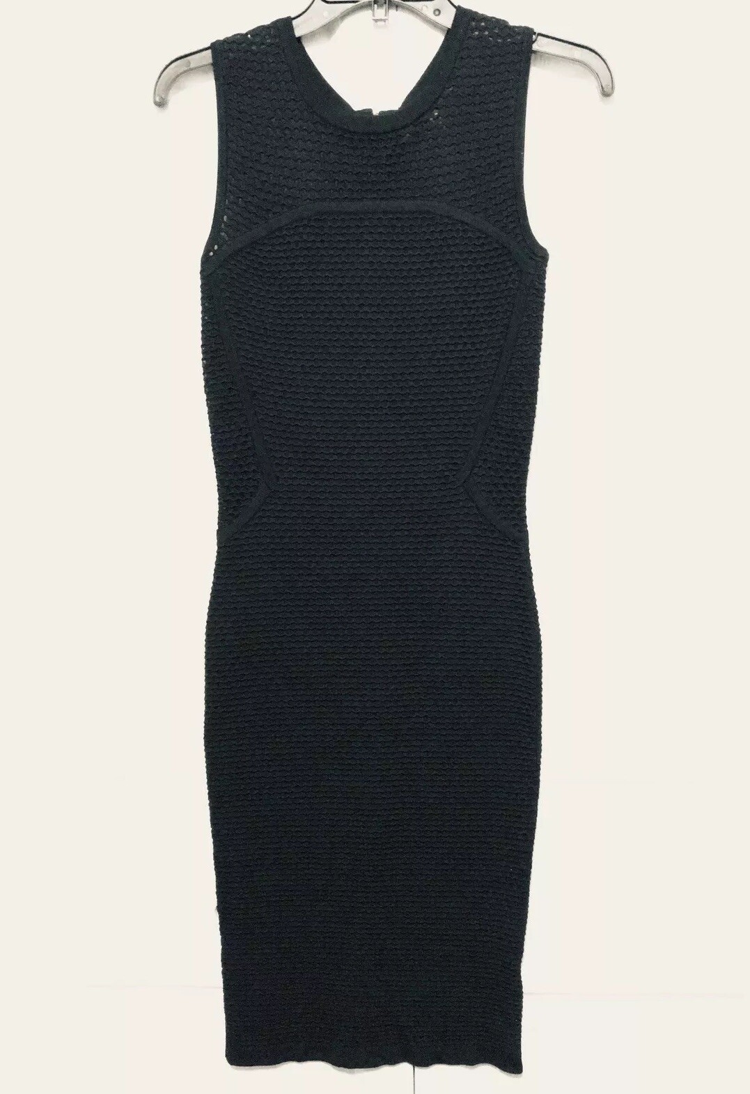 Anthropologie John+Jenn Midi Sheath Dress Mesh Sleeveless Bodycon Small LBD