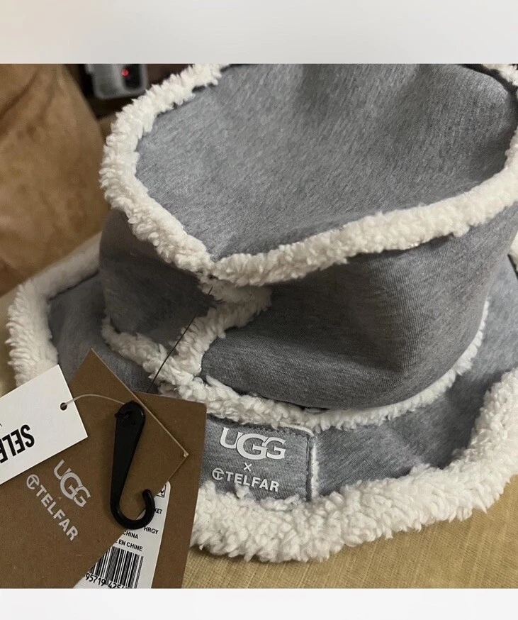 Ugg Telfar Fleece Bucket Hat Heather Grey S/M
