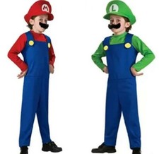 Kinder Kostüm Super Mario Luigi Verkleidung Jungen Mütze Bart 4 5 6 7 8 9 Jahre