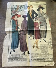 Vintage French Fashion Magazine Page. Color. Dresses Hats.