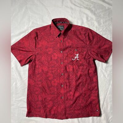 Men's Floral Luau Button down short sleeve Alabama Crimson Tide