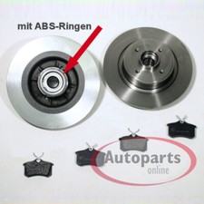 Bremsen Set Ø 268 mm + ABS Ringe + Radlager + Beläge hinten für Peugeot 308 I