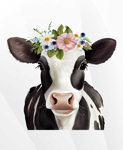 Floral Cow Wall vinyl sticker decal sa88 - 第 4/4 張圖片