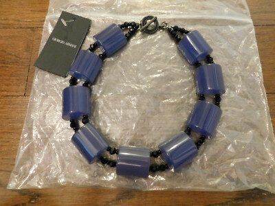 Collier épais neuf 775 GIORGIO ARMANI bijoux résine violette