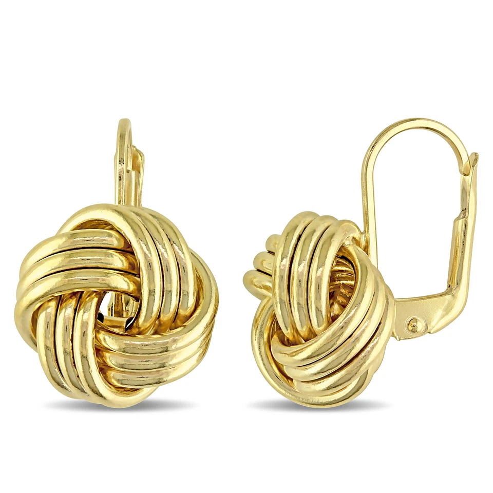 Pendientes con nudo de amor entrelazado de oro amarillo de 10k Amour