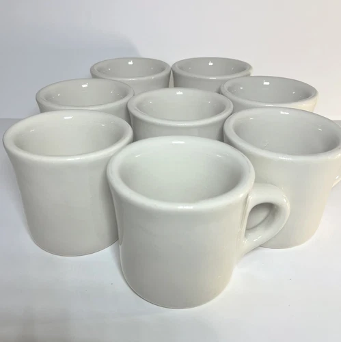 Tepco Coffee Mugs Restaurant Ware Set Of 8 Excellent White Beige Matching