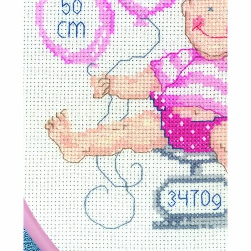 Permin 92-1858 Nascita Bambina Ricamo Punto Croce Contato - Foto 10 di 12