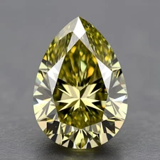 1.30 Ct Pear Fancy Vivid Yellowish Green Diamond SI1  Certified.
