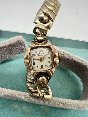 Vintage MEPA 17 Jewels Gold Bronze Toned Wrist Watch w/ Weisfield s Box