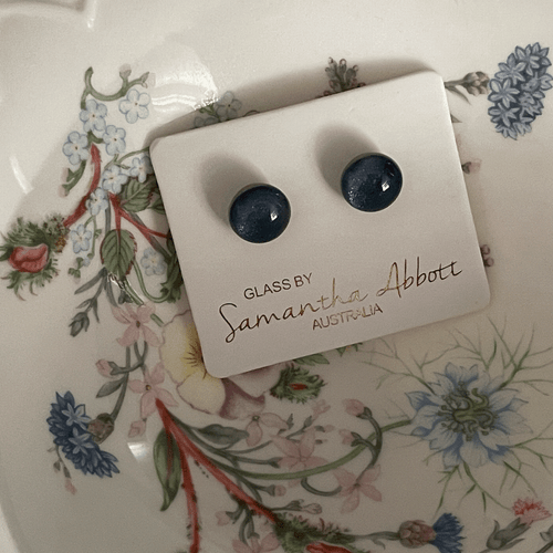 Glass Stud Earrings in Blue Tones by Australian Artist Samantha Abbott - Picture 8 of 11