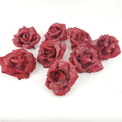 Set of 8 Frosted Rose Decorative Clips Red by Valerie