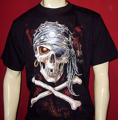 TATTOO MOTIV PIRAT T-SHIRT M L XL SKULL BONES HELLRAISER CLUBWEARE PERFECT