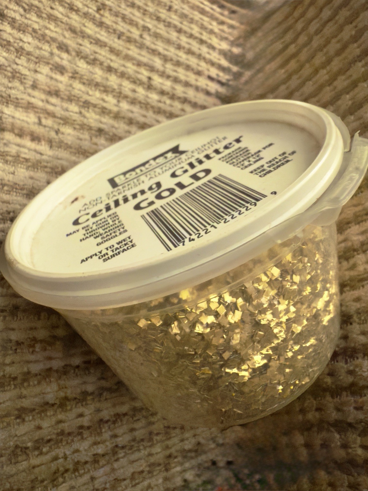 VTG BONDEX Ceiling Glitter Gold RARE ORIGINAL  Container Retro Covers 144 Sq Ft