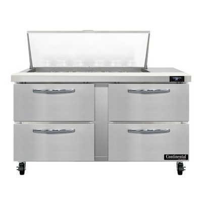 Continental Refrigerator SW60N18M-D 60'' Mega Top Sandwich Prep Table w/ 4 Dra...