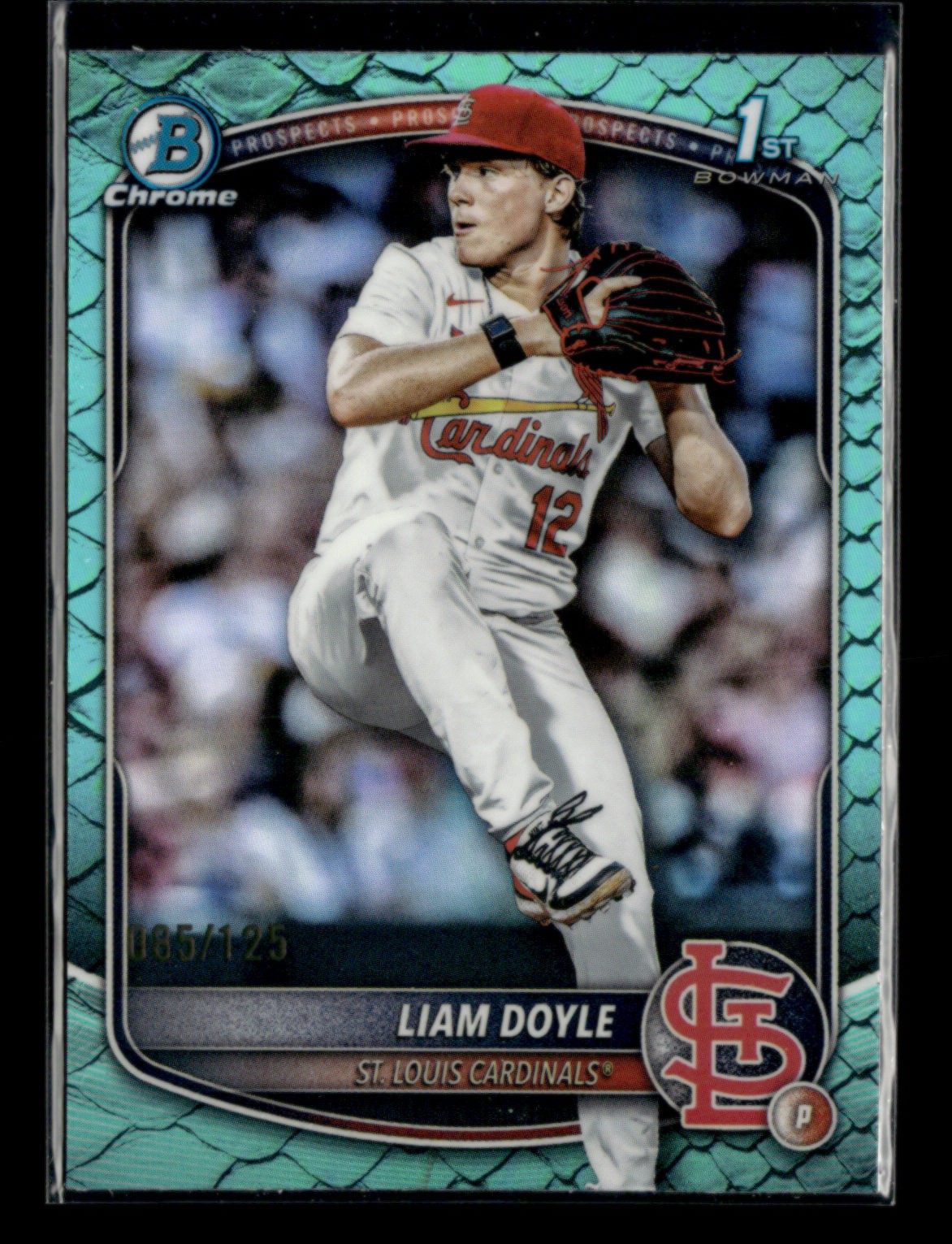 Liam Doyle 2025 Bowman Draft 1st Chrome Aqua Reptilian Refractor 085/125 [zjA98