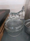 Donkey Trinket Candy Vintage Jeanette Glass Co. Clear Jar Powder Bowl