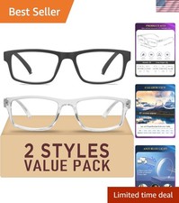 Unisex Lightweight 2 Pack Reading Glasses - Anti-Glare  Blue Light Filtering