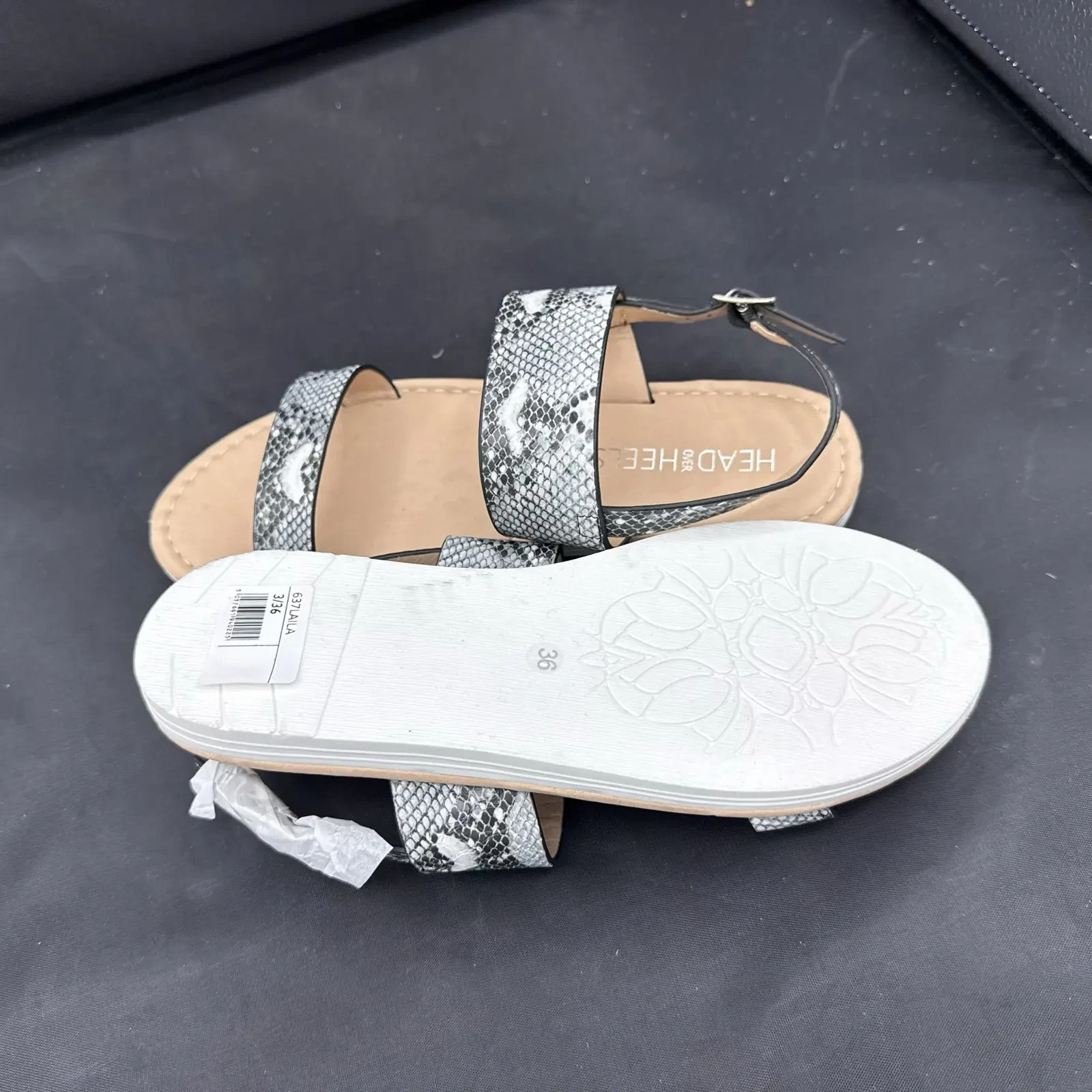 Head Over Heels Womens Sandals UK 3 EU 36 Snake Print Flat Ankle Strap Shoes image 4
