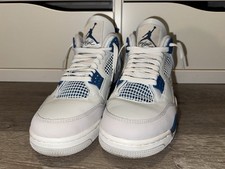 Nike Air Jordan 4 Retro Military Blue – Größe 42 – Weiß/Blau – guter Zustand