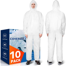 10 Pack Hazmat Suits Disposable Protective Coveralls, Heavy Duty Full Body Paint