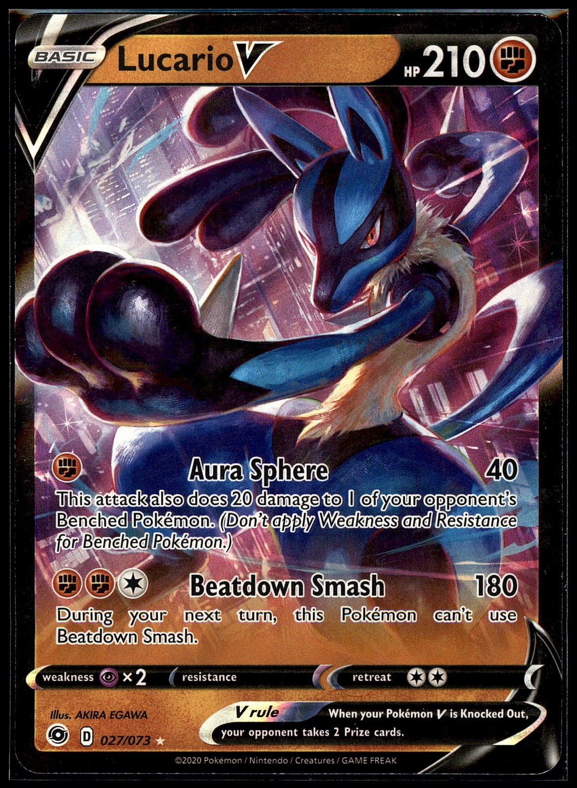 Lucario V Ultra Rare Champion's Path 27/73 NM