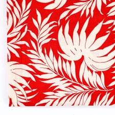 Vintage Feedsack Fabric 1940s Red Ivory Fronds Leaves Floursack Quilting 15x28