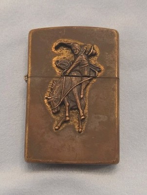  Vintage 1992 Marlboro Bucking Bronco Zippo Lighter Nice Snap Functions Great 