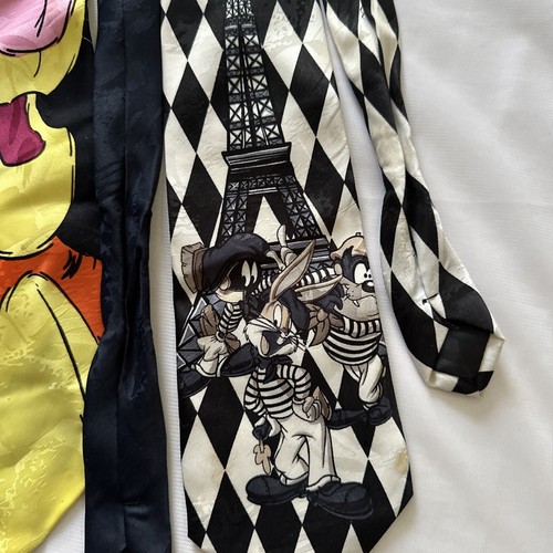 Lot Of 5 Vintage Looney Tunes Eiffel Tower Pooh Tie Bugs Bunny Tigger Christmas - Picture 13 of 23