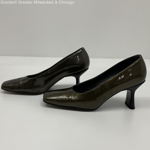 Stuart Weitzman Glossy Green Women's Square Toe Shoes Size 4.5 B - Picture 2 of 3