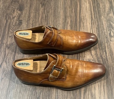 Magnanni Marco Monk Strap Dress Shoes Brown Leather Made Spain Men Size 10.5M