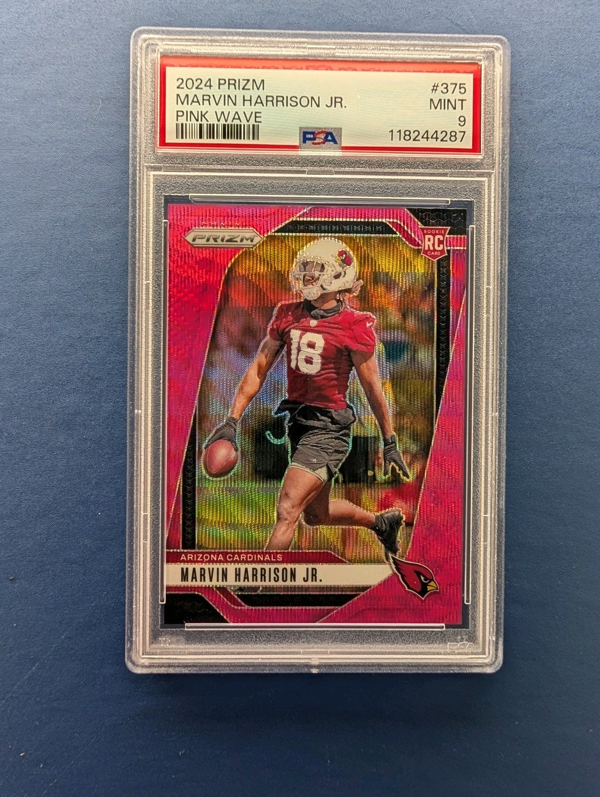 2024 Panini Prizm - Marvin Harrison Jr. #375 Pink Wave Prizm (RC) - PSA 9 MT