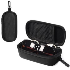 Bukere Double Eyeglasses Case with Adjustable Slots, EVA 2 Black