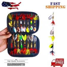 16PCS Lot Fishing Lures Bait Metal Crankbait Blade Spinner Bait Spoon Bag