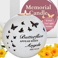 Butterfly Memorial Candle Holder - Sympathy Gift for Loss of Loved One, Remem...
