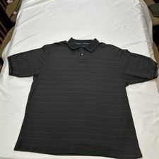 Arnold Palmer Vintage Black And Gray Striped Polo Shirt Size X Large