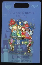 2021 DLR Disneyland It's A Small World Holiday Dangle LE Disney Pin