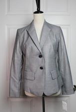 Women's NWT Jones New York Twill Blazer Grey Satin Lining 2 Button Front Size 8P