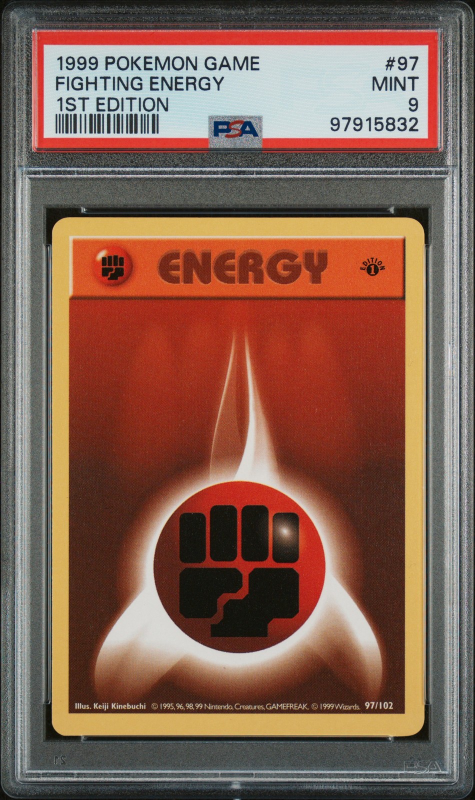 1999 POKEMON BASE SET 1ST EDITION #97 FIGHTING ENERGY PSA 9