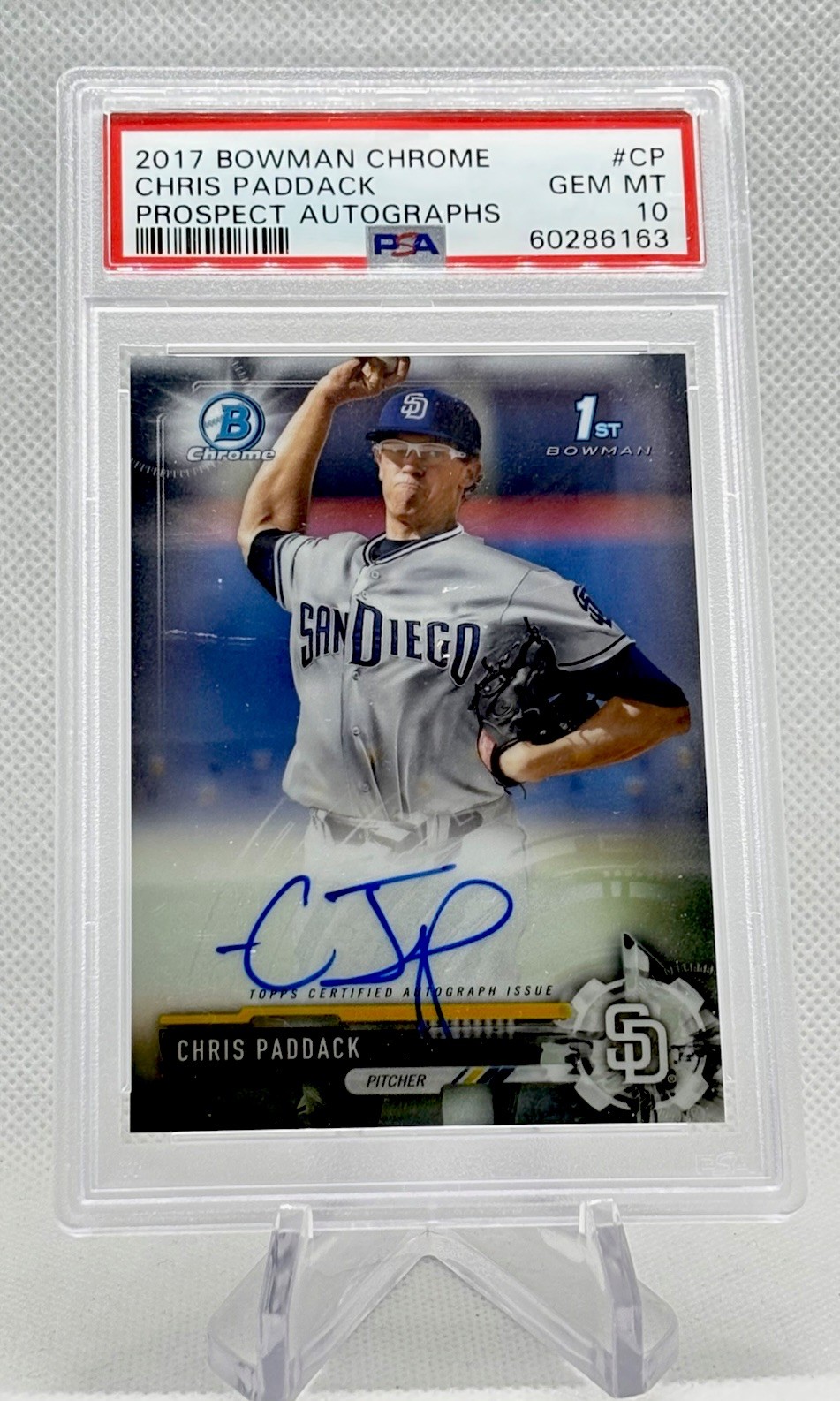 2017 Bowman Chrome Chris Paddack 1st Bowman On-Card Auto PSA 10 #CPA-CP