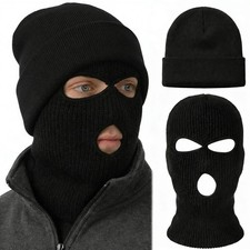 Shihanee 3 Sets / 1 Set Balaclava Ski Mask Beanie Hat Knitted One Size, Black