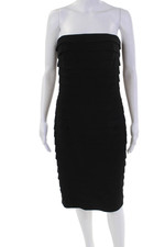 Carmen Marc Valvo Womens Strapless Layered Pencil Dress Black Size 8