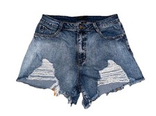 Sincerely Jules Distressed Denim Shorts High Rise Ripped Frayed Hem Size 9/29