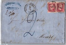 Preu&szlig;en 6 auf Brief als Mehrfachfrankatur von K&ouml;nigsberg nach Memel #DDN79